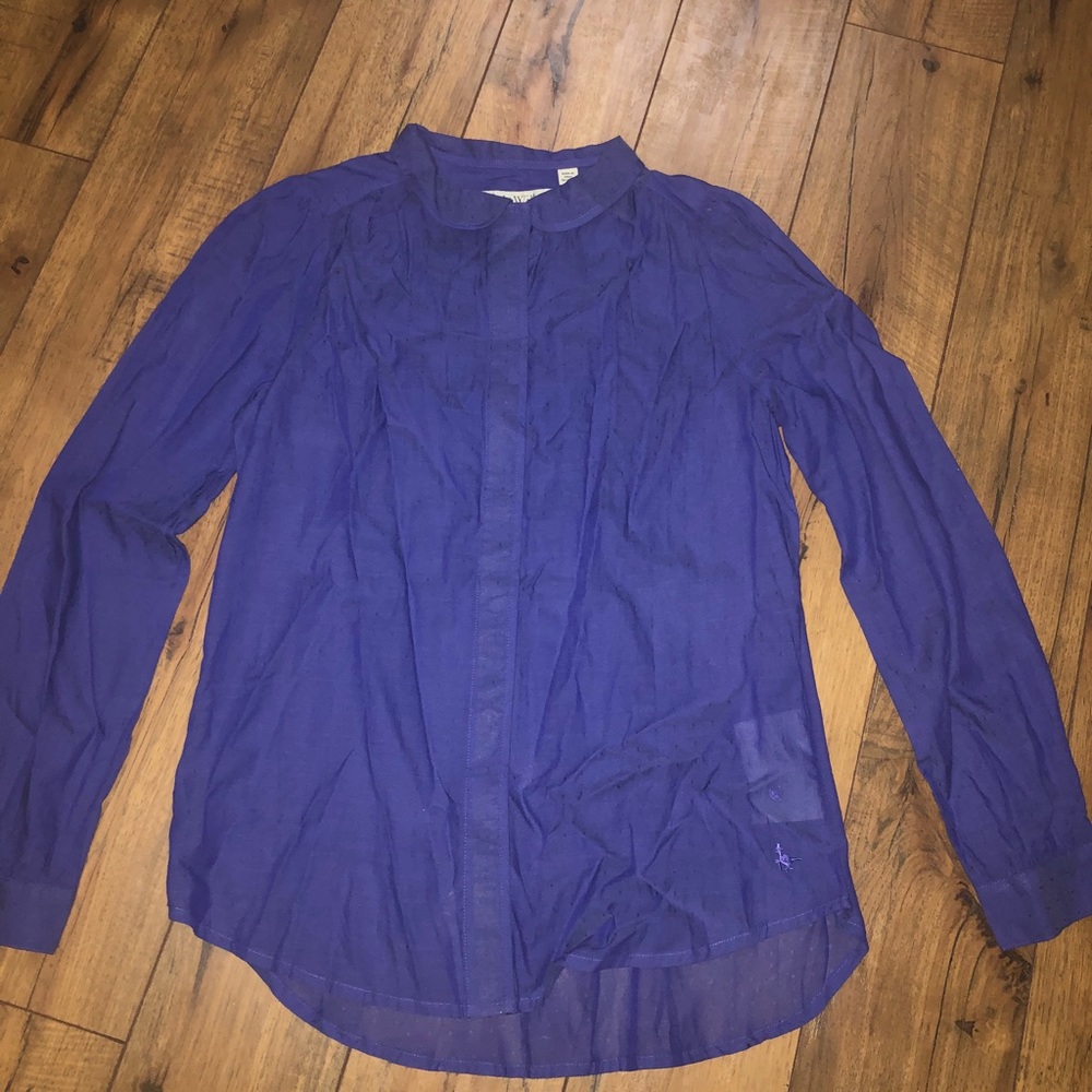 Jack Wills Indigo Spotted Peter Pan Collar Shirt
